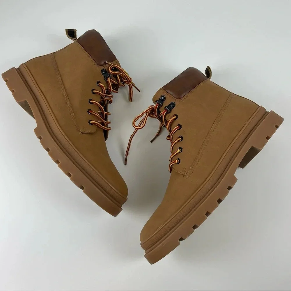 NEW Madden Steve Madden Gabber Boots Mens Size 12 Tan Lace Up Ortholite Leather